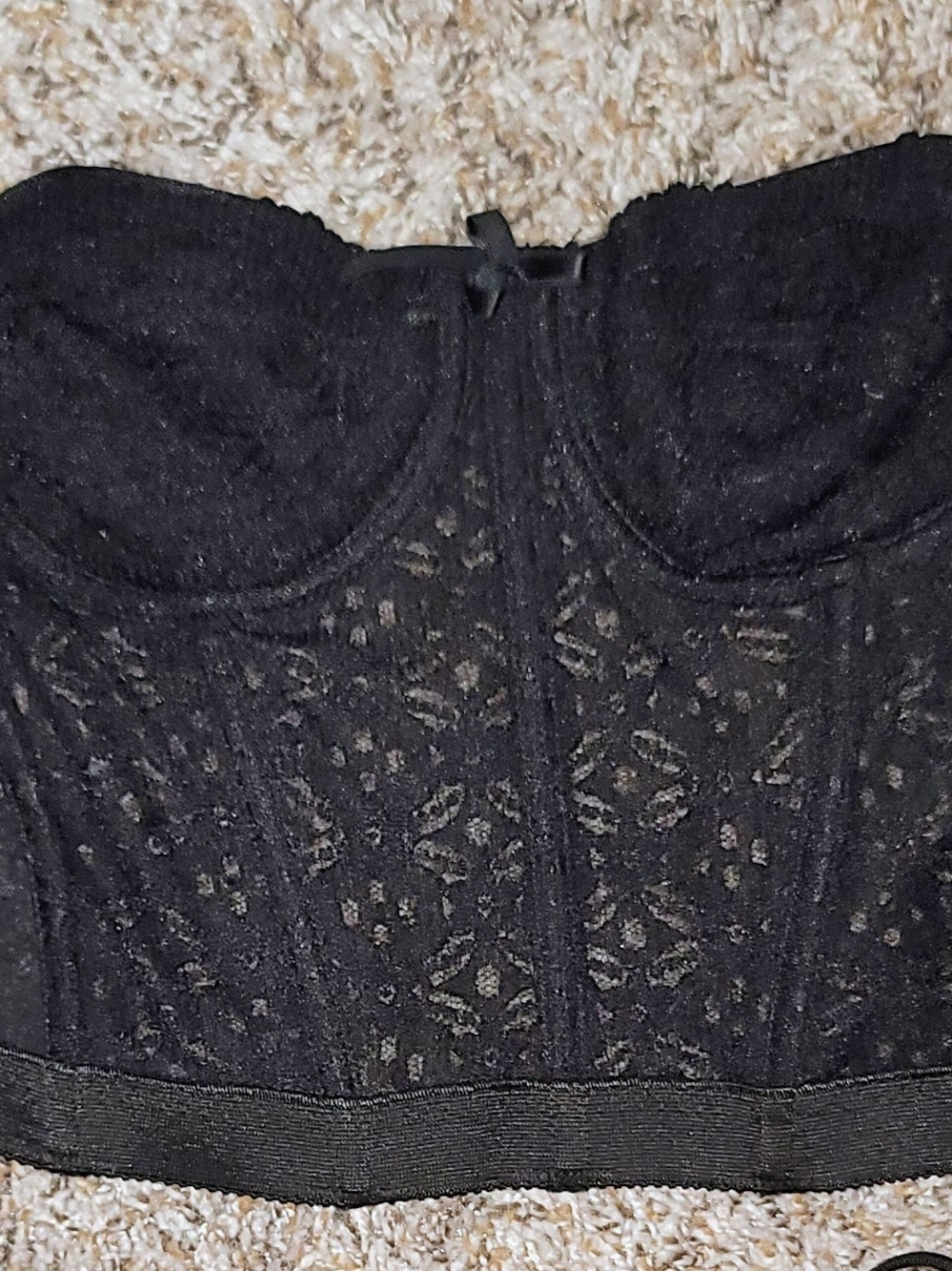 Black Lace Bustier Top Size 34a